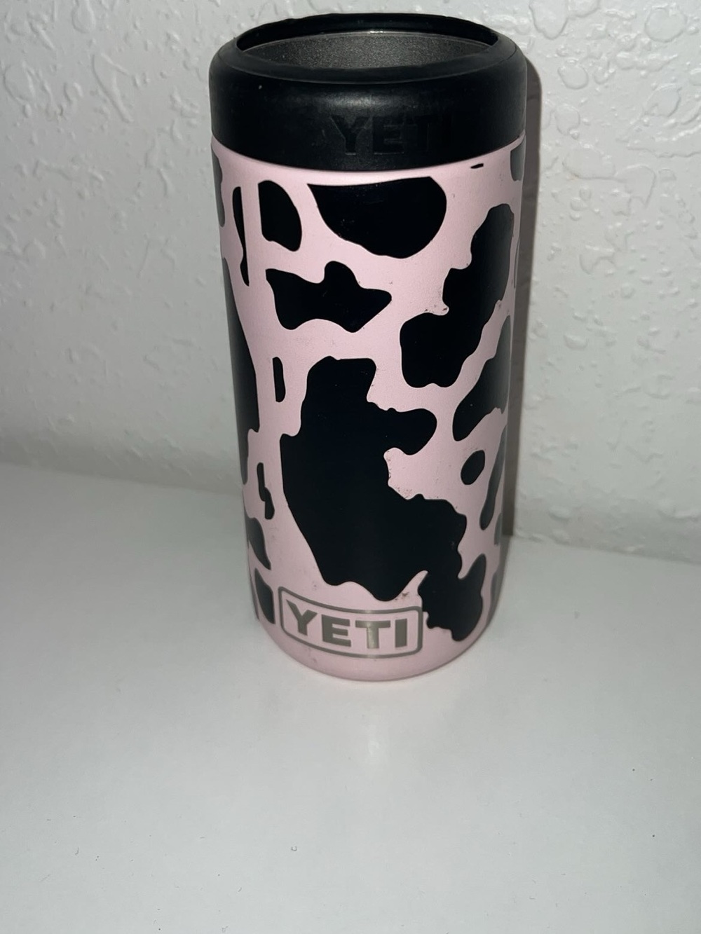 Yeti Pink and Black Cow Print Tumbler
